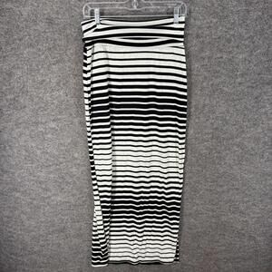 New Green Envelope Skirt Women M Medium White Striped Maxi Long High Rise Rayon